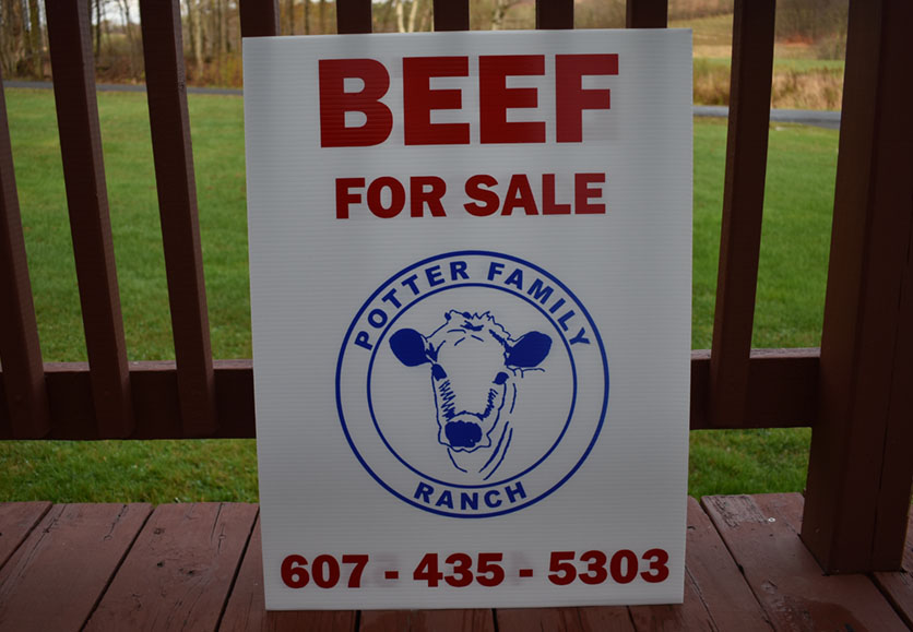 potter family ranch beef sign